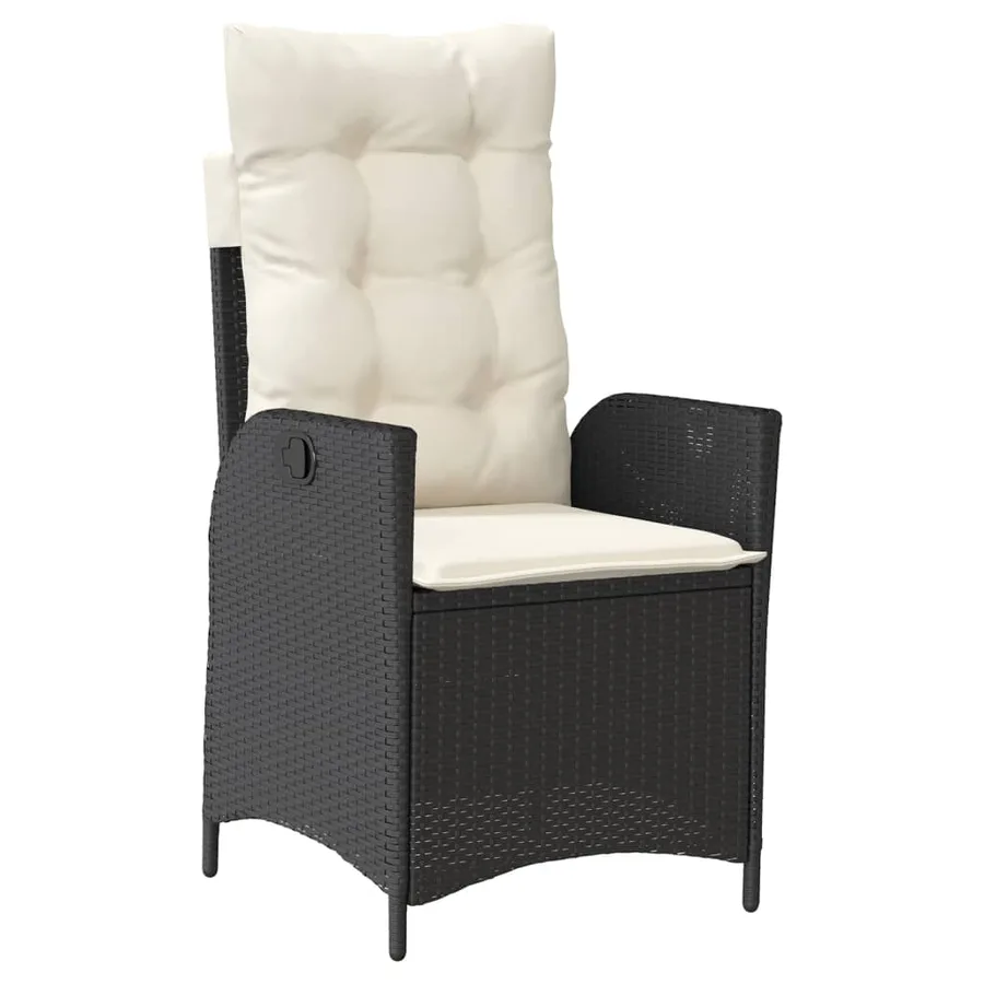 Chaise inclinable de jardin avec coussins noir résine tressée - 2