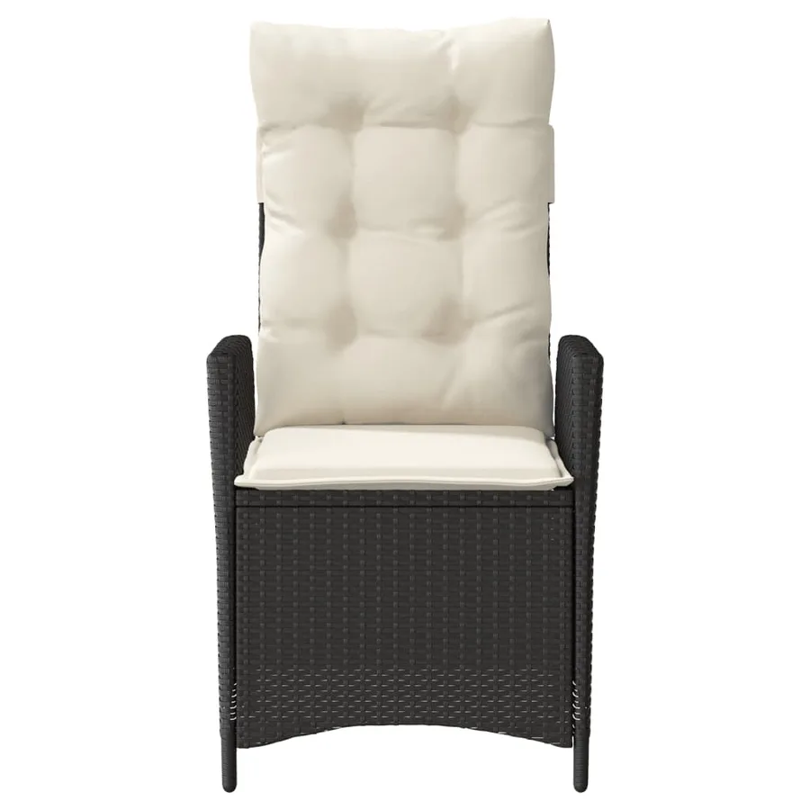 Chaise inclinable de jardin avec coussins noir résine tressée - 4