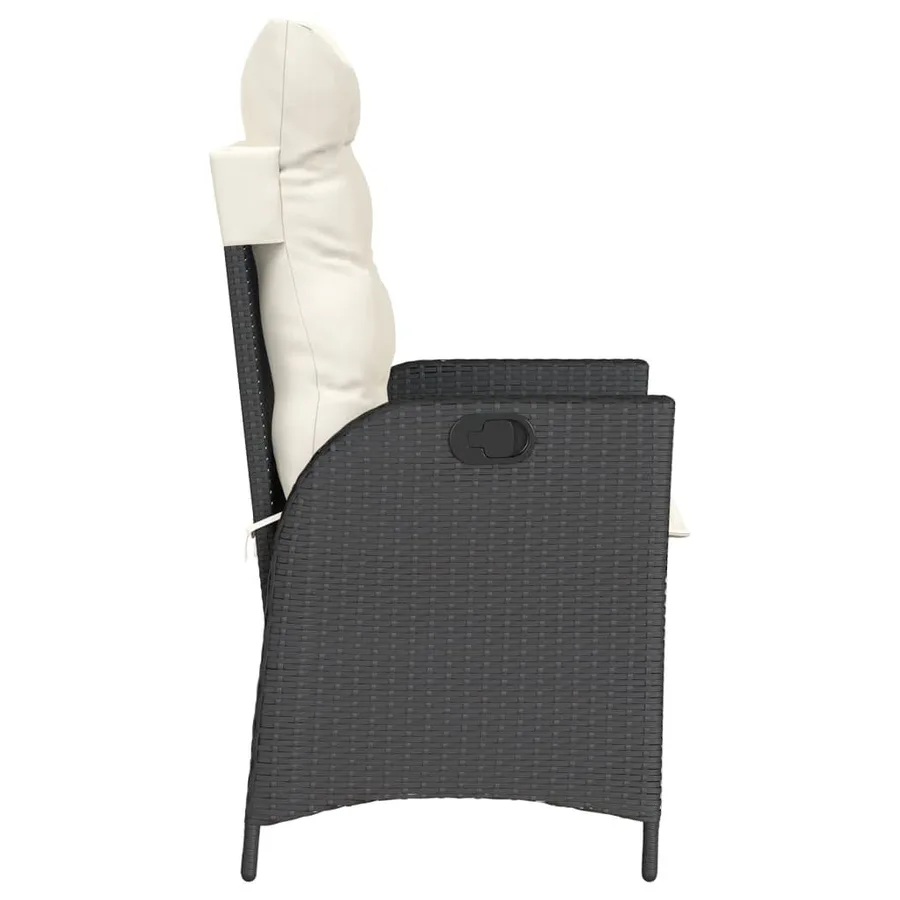 Chaise inclinable de jardin avec coussins noir résine tressée - 5