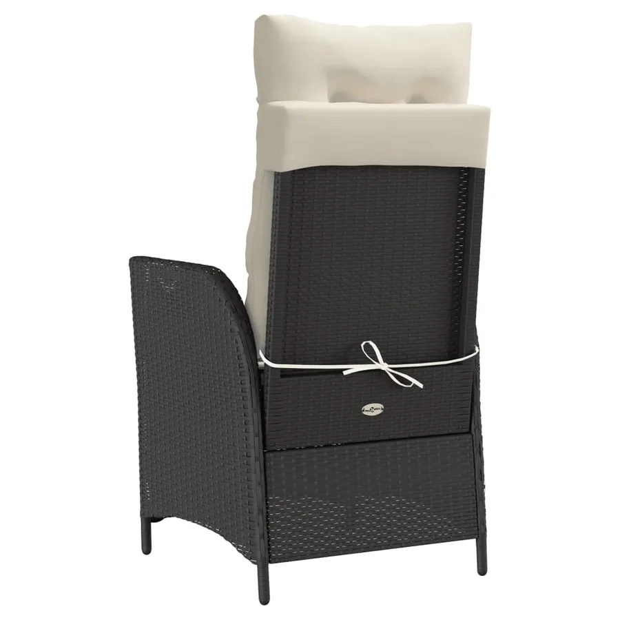 Chaise inclinable de jardin avec coussins noir résine tressée - 6