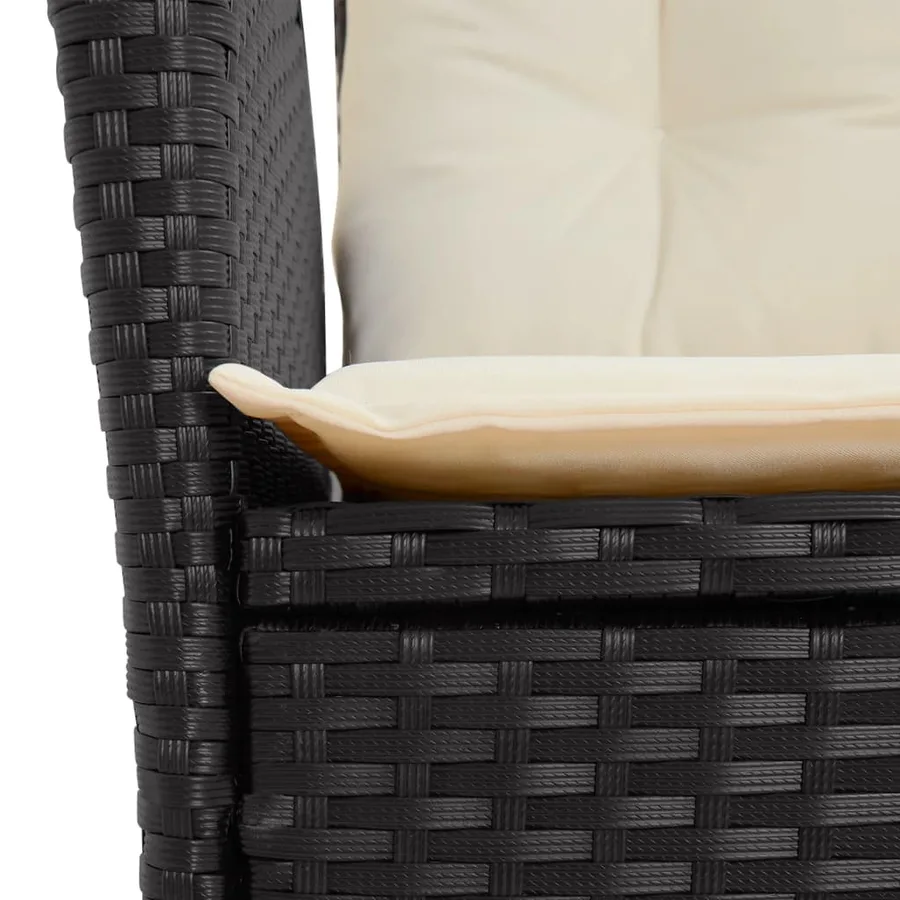 Chaise inclinable de jardin avec coussins noir résine tressée - 9