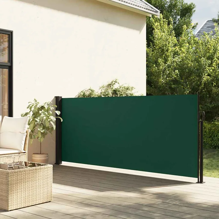 Auvent latéral rétractable vert foncé 120x500 cm