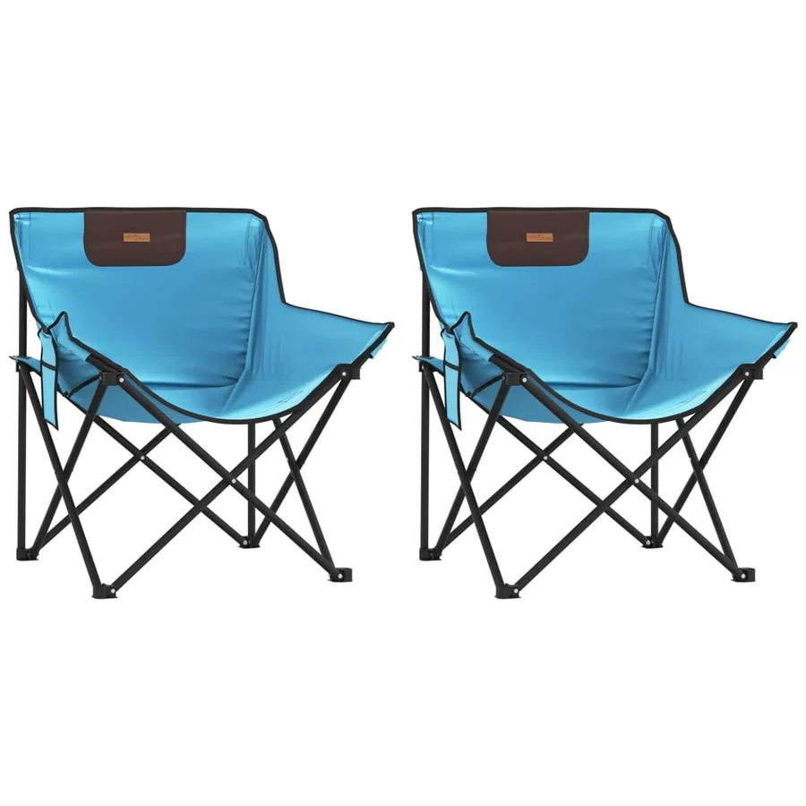Chaise de camping avec poche pliable lot de 2 bleu vif - 2