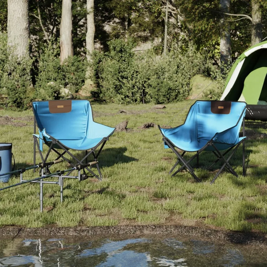 Chaise de camping avec poche pliable lot de 2 bleu vif - 3