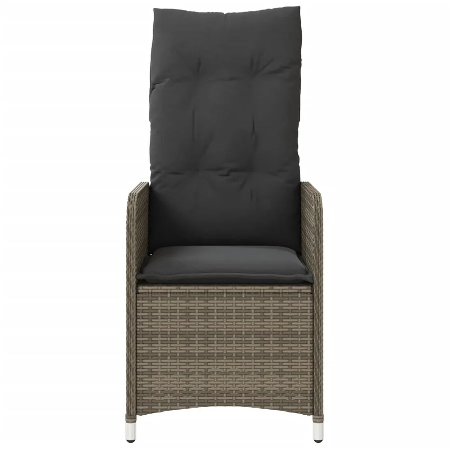 Chaise inclinable de jardin avec coussins gris résine tressée - 4