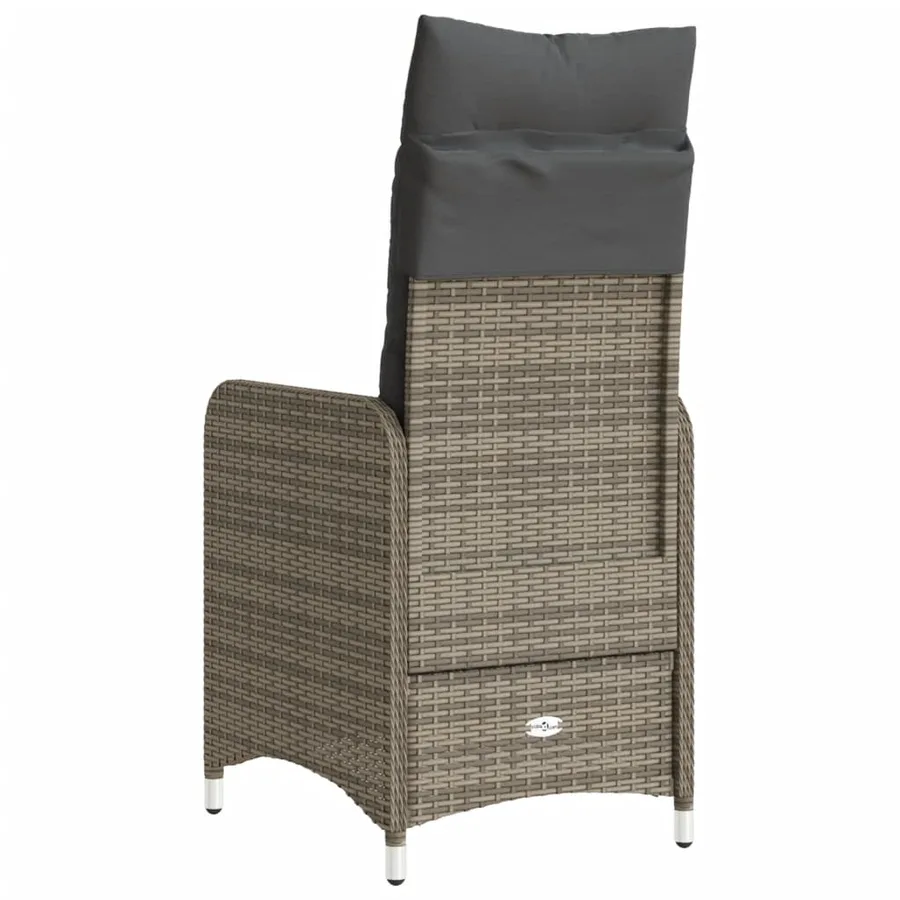 Chaise inclinable de jardin avec coussins gris résine tressée - 6