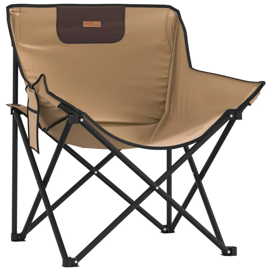 Chaise de camping avec poche pliable lot de 2 marron - 4