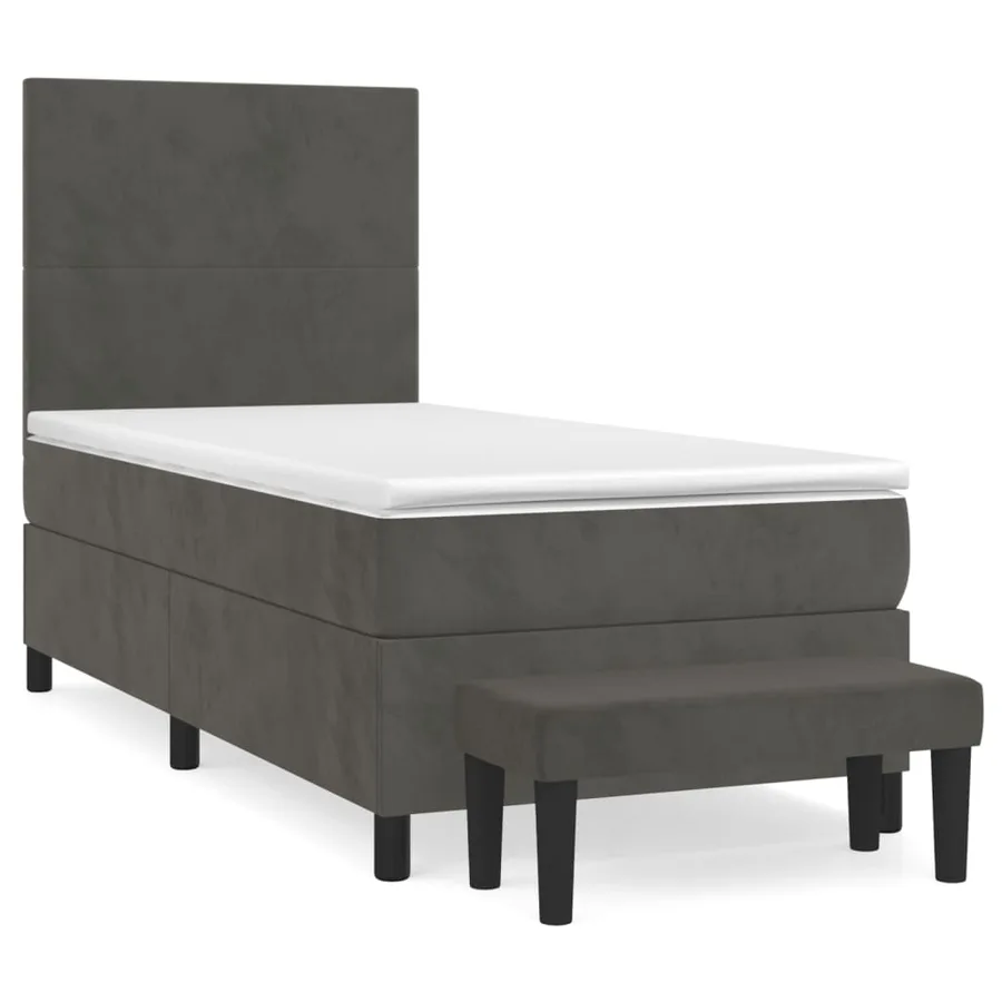 Sommier à lattes de lit et matelas Gris foncé 90x200 cm Velours - 2