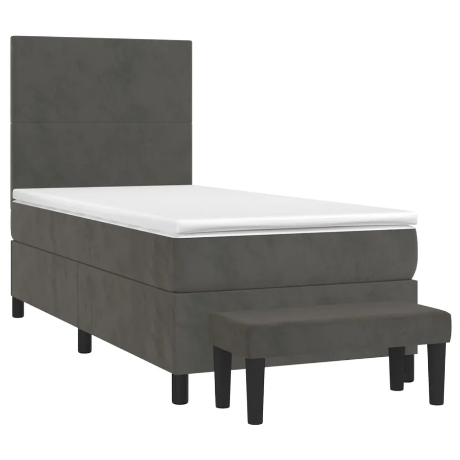 Sommier à lattes de lit et matelas Gris foncé 90x200 cm Velours - 3