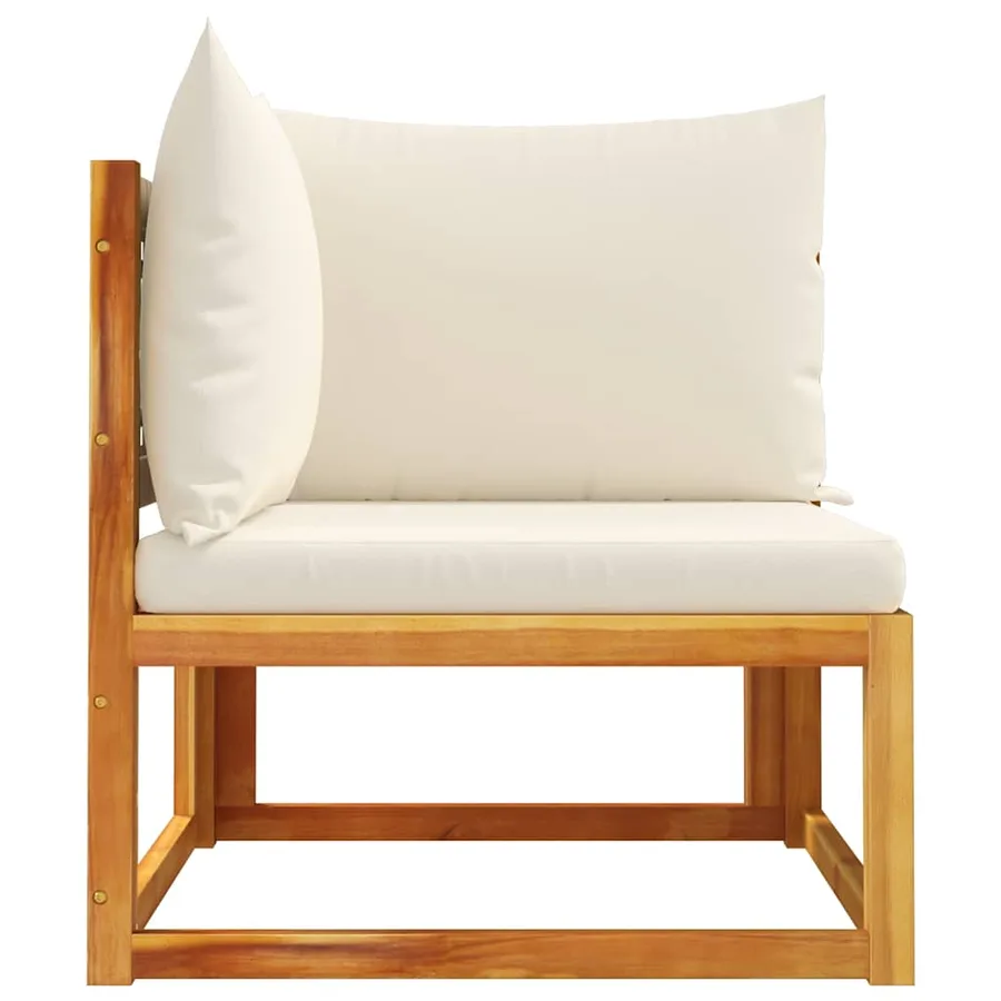 Canapé d'angle de jardin avec coussins en bois d'acacia et rotin - 5