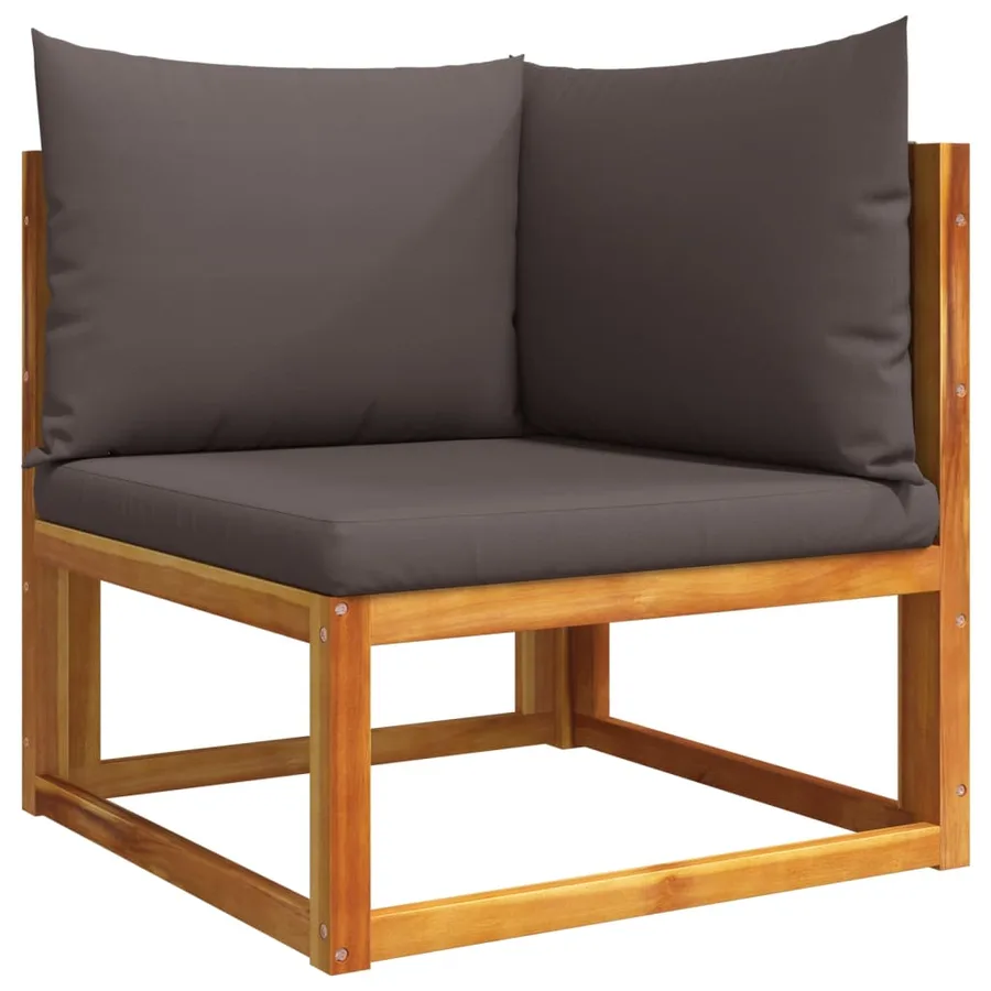 Ensemble de canapés de jardin 6 pièces avec coussins en bois d'acacia et corde - 6