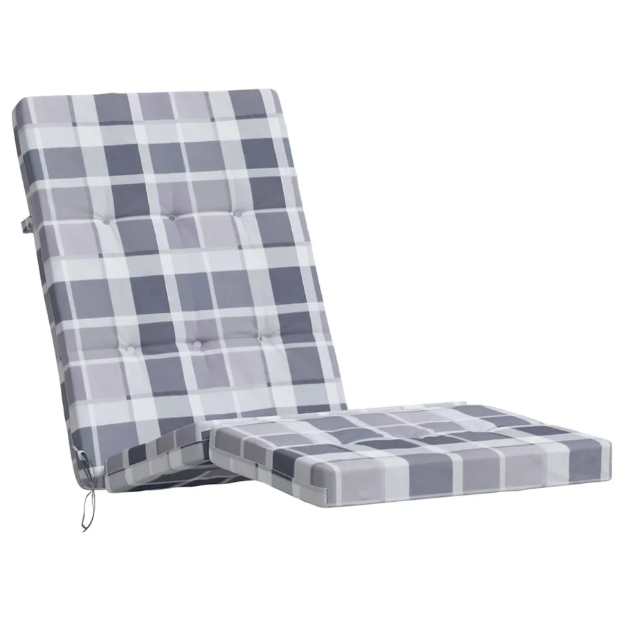 Coussins de chaise longue lot de 2 gris motif à carreaux - 4