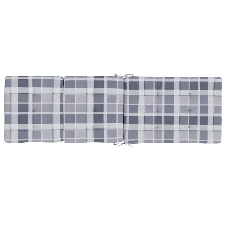 Coussins de chaise longue lot de 2 gris motif à carreaux - 5