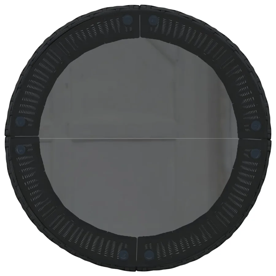 Canapé de jardin table coussins demi-rond noir résine tressée - 6