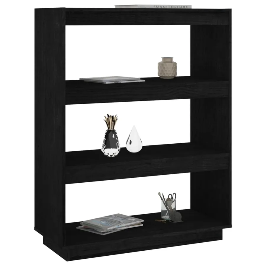Bibliothèque/Séparateur de pièce Noir 80x35x103 cm Pin massif - 4