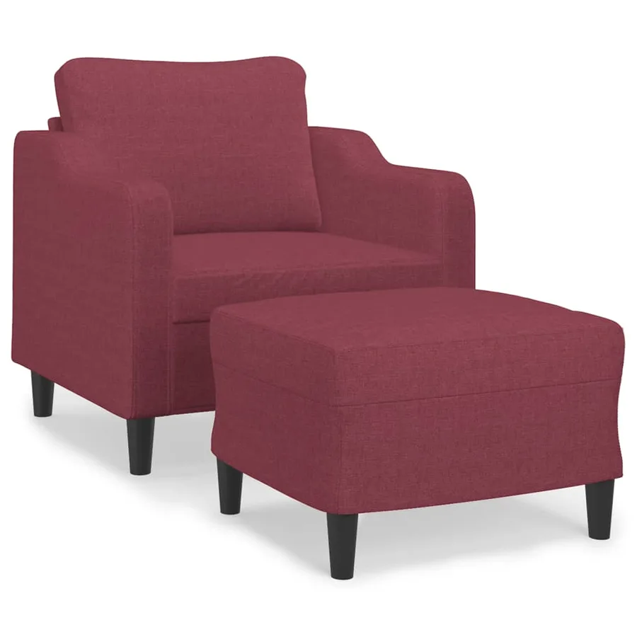 Fauteuil avec repose-pied Rouge bordeaux 60 cm Tissu - 2