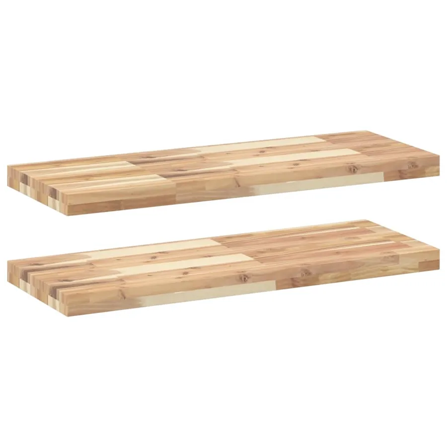 Étagères flottantes 2 pcs 80x30x4 cm acacia massif non traité - 2