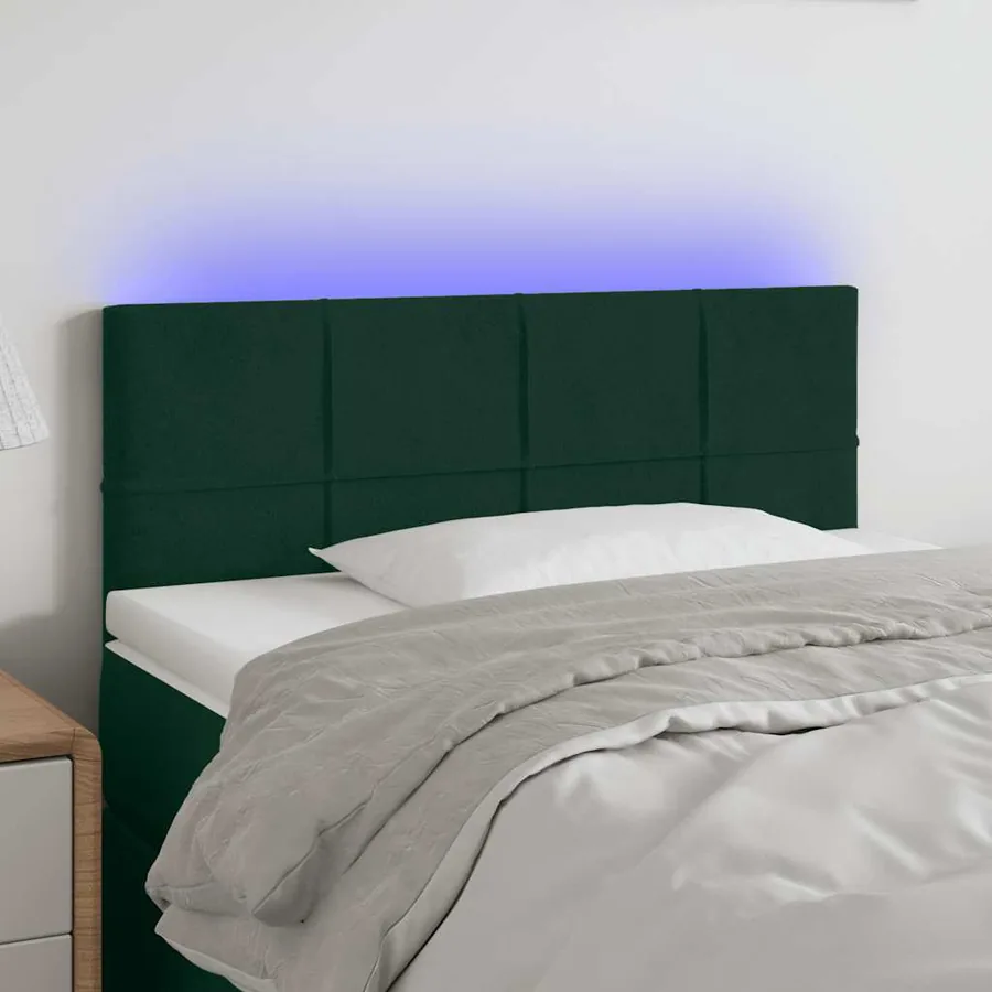 Tête de lit à LED Vert foncé 90x5x78/88 cm Velours