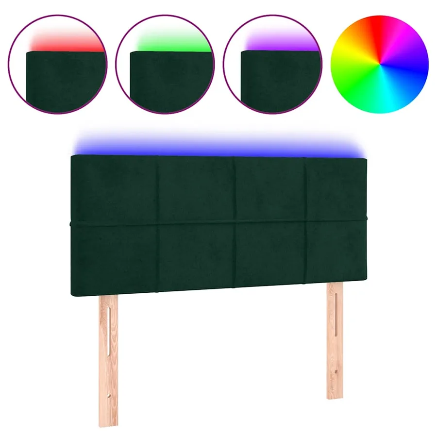 Tête de lit à LED Vert foncé 90x5x78/88 cm Velours - 2