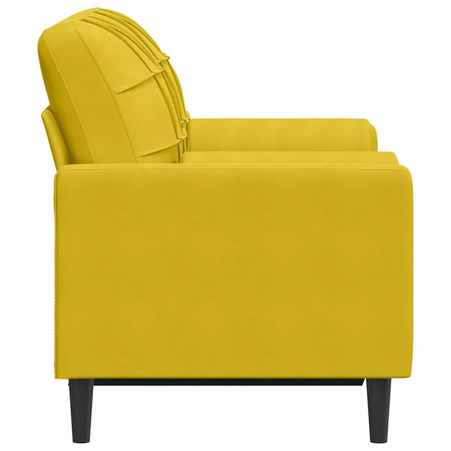 Canapé 2 places avec oreillers décoratifs jaune 120 cm velours - 4
