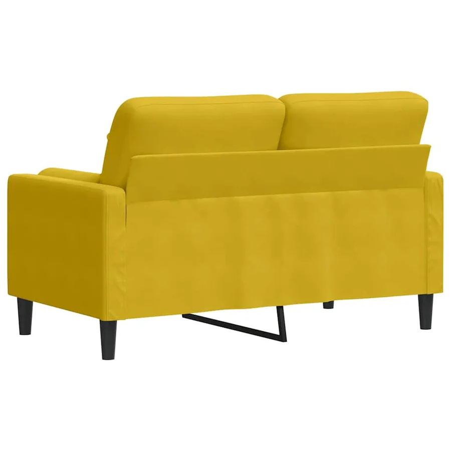 Canapé 2 places avec oreillers décoratifs jaune 120 cm velours - 5