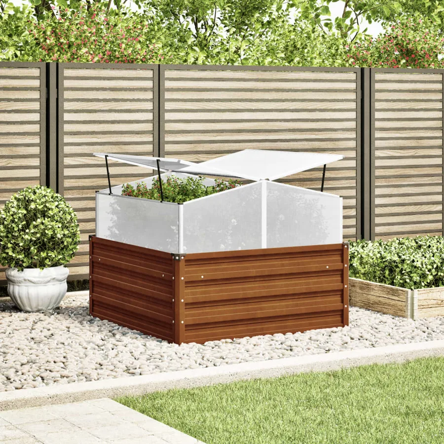 Jardinière de jardin avec serre acier résistant aux intempéries - 3