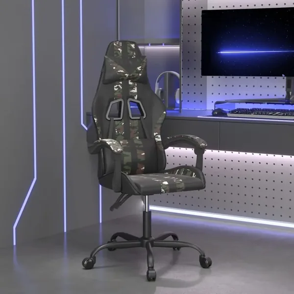 Chaise de jeu Noir et camouflage Similicuir