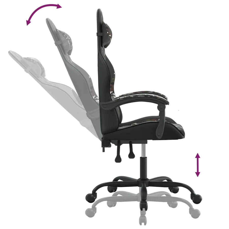 Chaise de jeu Noir et camouflage Similicuir - 6