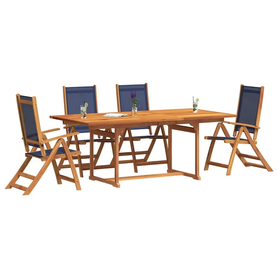 Ensemble à manger de jardin 5pcs bois d'acacia solide textilène - 7