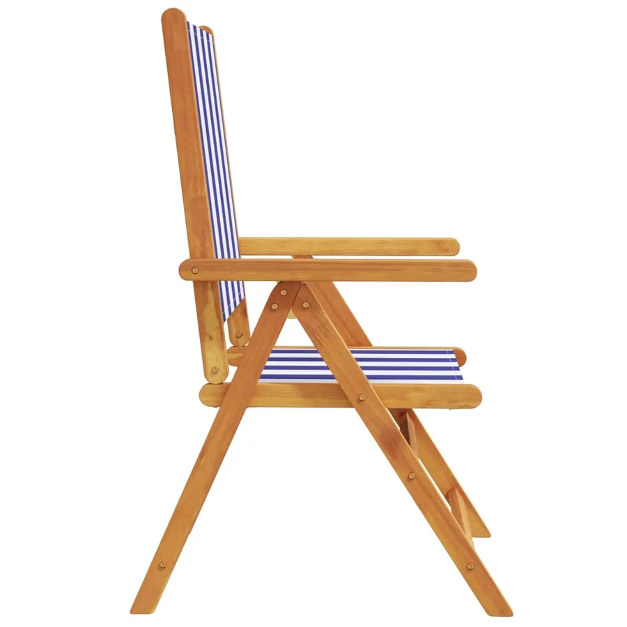 Chaises inclinables de jardin lot de 4 tissu et bois massif - 5