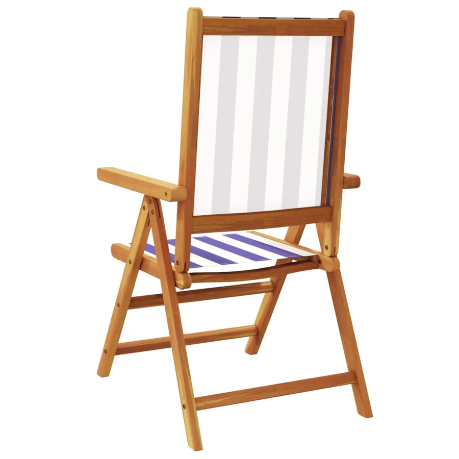 Chaises inclinables de jardin lot de 4 tissu et bois massif - 6