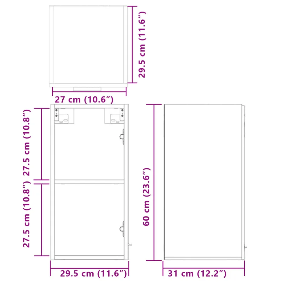 Armoire suspendue "Lyon" Chêne Sonoma 29,5 x 31 x 60 cm Bois d'ingénierie - 11