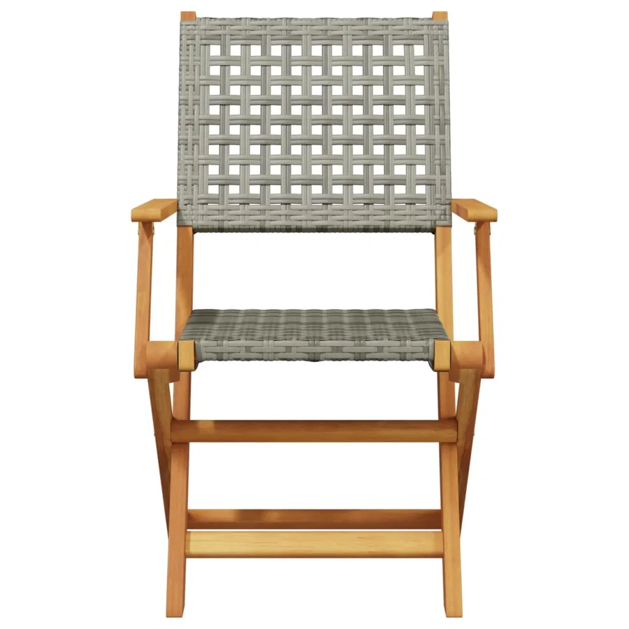 Chaises de jardin lot de 2 gris bois massif d'acacia et rotin - 5
