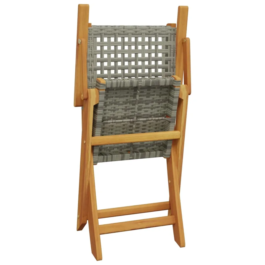 Chaises de jardin lot de 2 gris bois massif d'acacia et rotin - 8