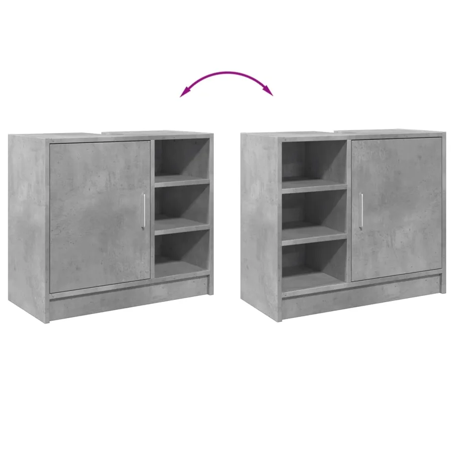 Armoire d'évier gris béton 63x29x55 cm bois d'ingénierie - 8