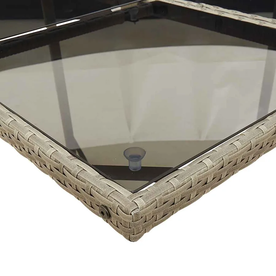 Ensemble à manger de jardin 9 pcs coussins gris résine tressée - 5
