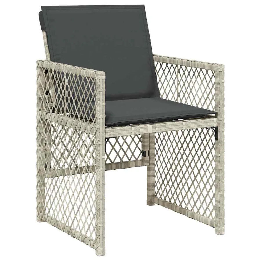 Chaises de jardin avec coussins lot de 4 gris clair poly rotin - 4