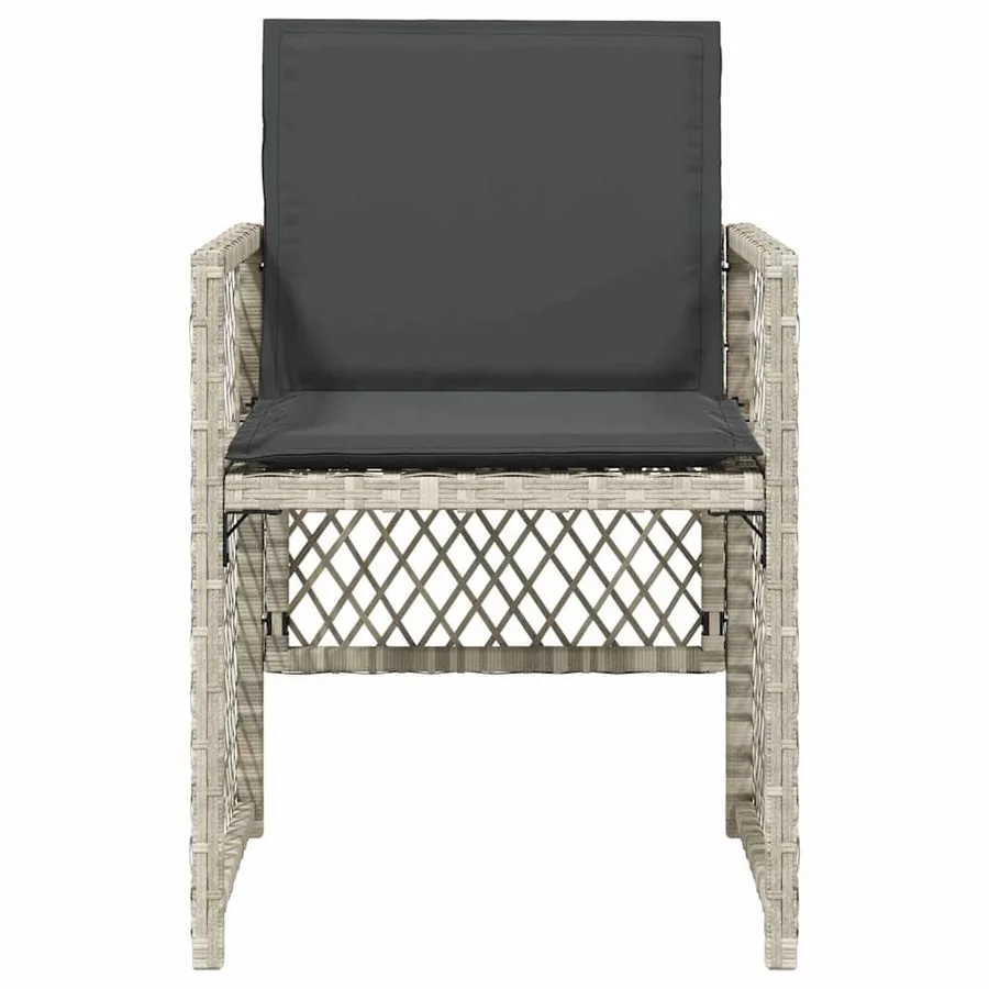 Chaises de jardin avec coussins lot de 4 gris clair poly rotin - 5
