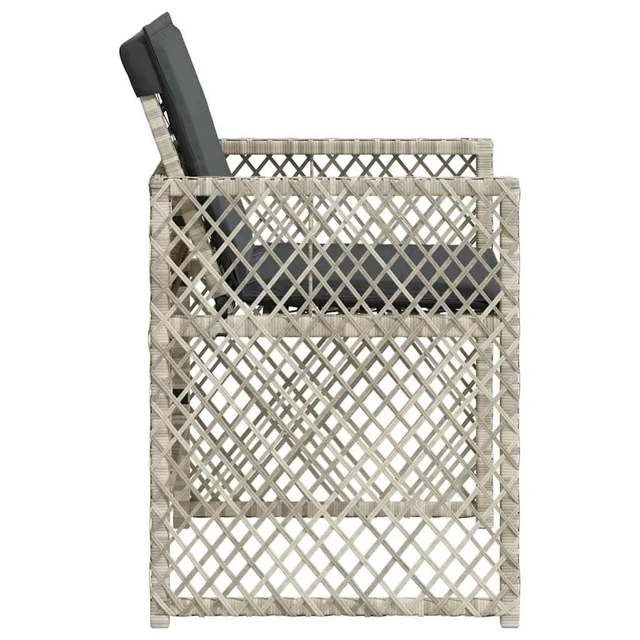 Chaises de jardin avec coussins lot de 4 gris clair poly rotin - 6