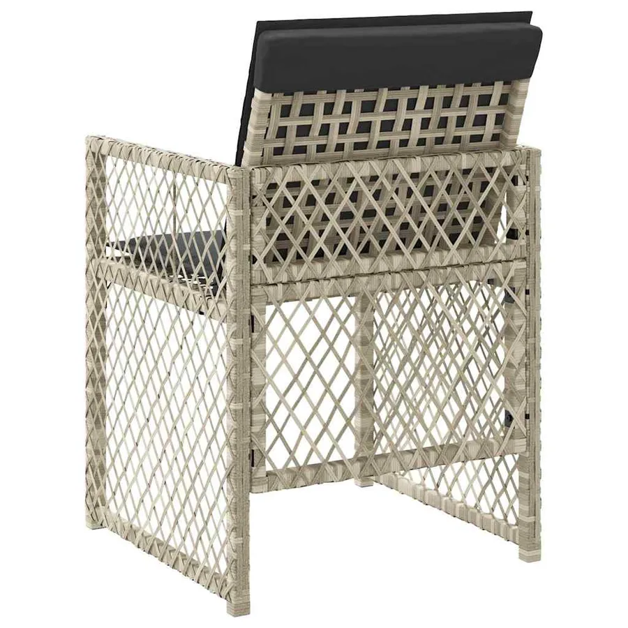 Chaises de jardin avec coussins lot de 4 gris clair poly rotin - 7