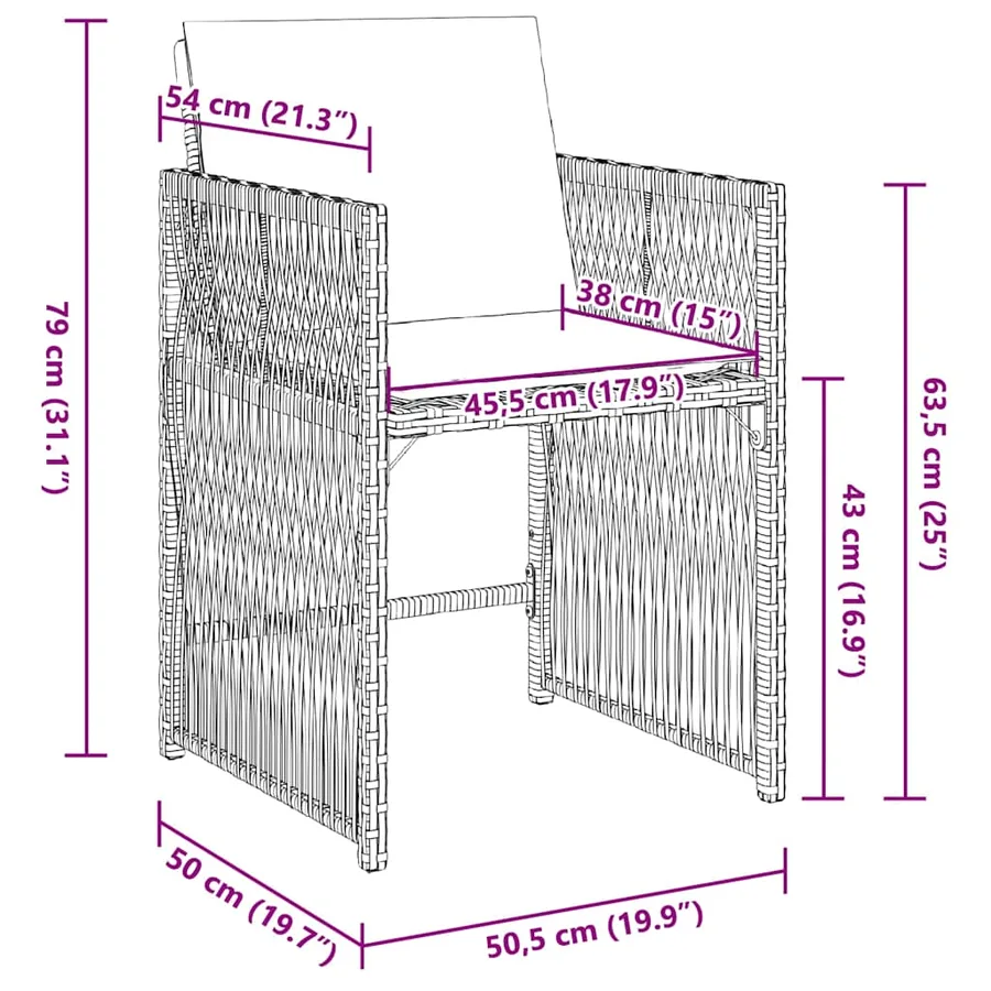 Chaises de jardin lot de 4 avec coussins noir résine tressée - 11