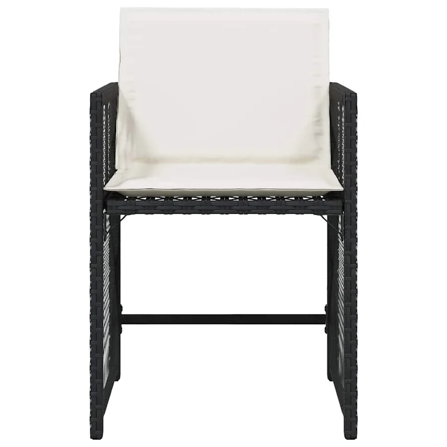 Chaises de jardin lot de 4 avec coussins noir résine tressée - 5
