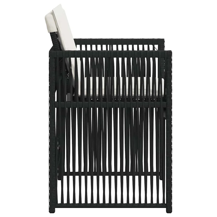 Chaises de jardin lot de 4 avec coussins noir résine tressée - 6