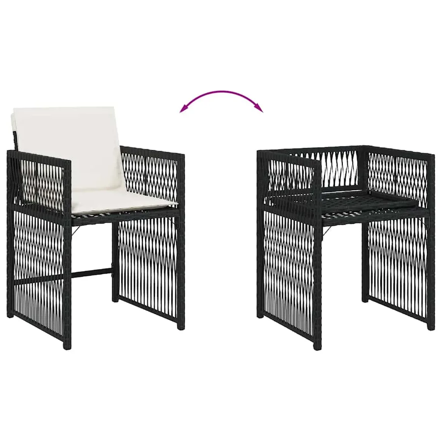Chaises de jardin lot de 4 avec coussins noir résine tressée - 8