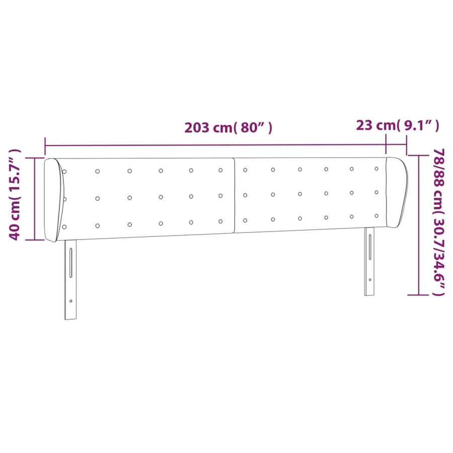 Tête de lit avec oreilles Crème 203x23x78/88 cm Tissu - 9