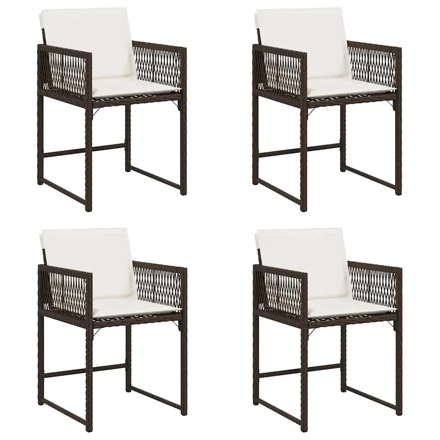 Chaises de jardin avec coussins lot de 4 marron résine tressée - 2