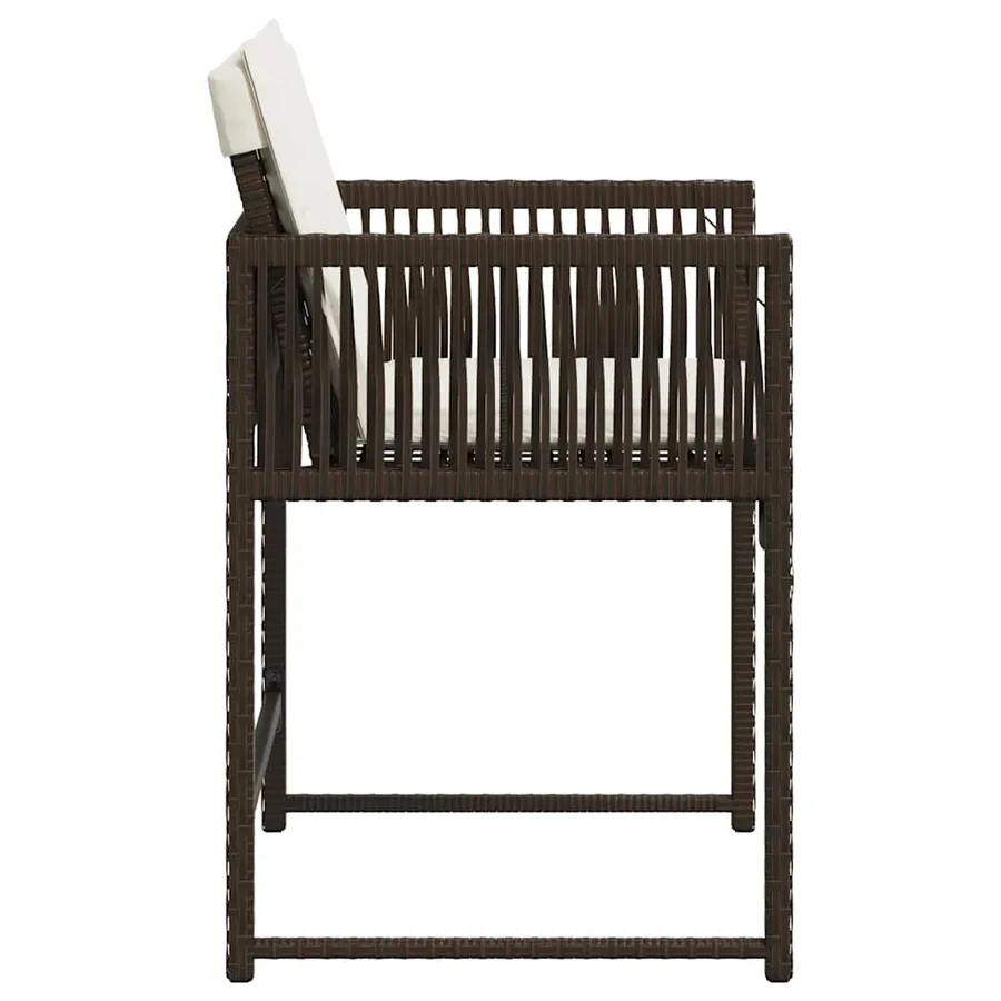 Chaises de jardin avec coussins lot de 4 marron résine tressée - 6
