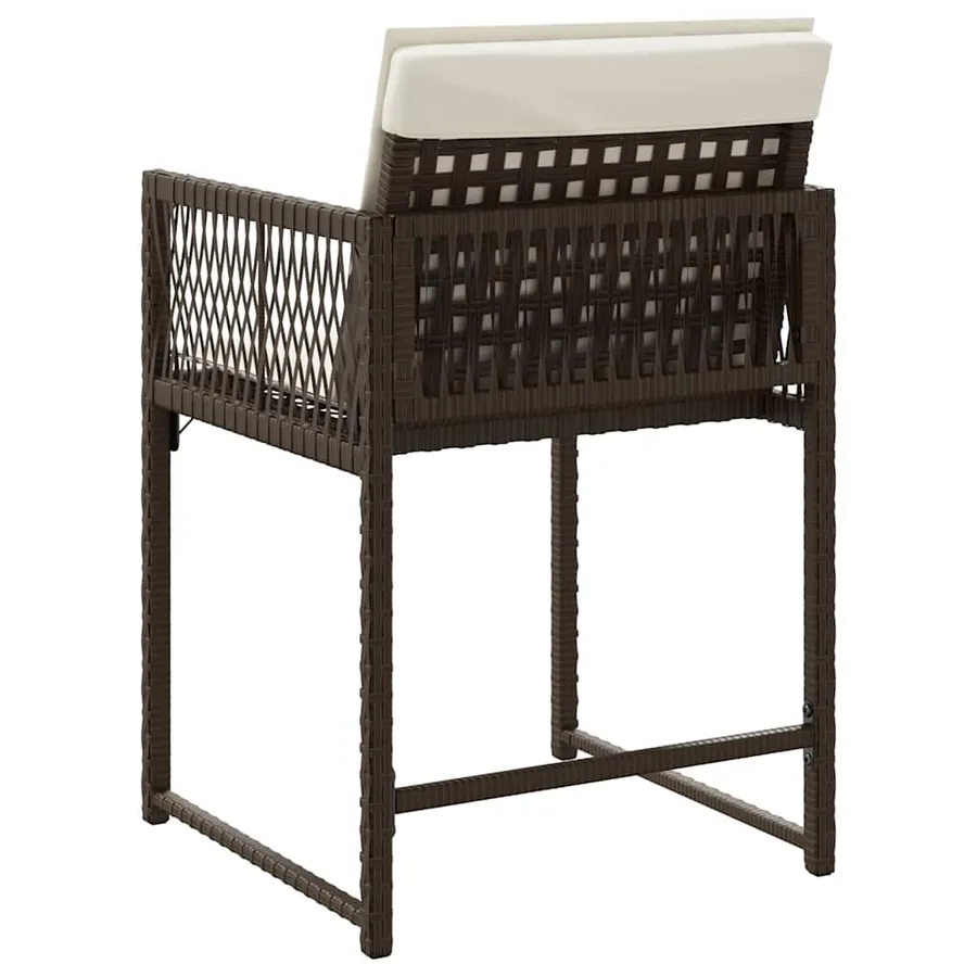 Chaises de jardin avec coussins lot de 4 marron résine tressée - 7