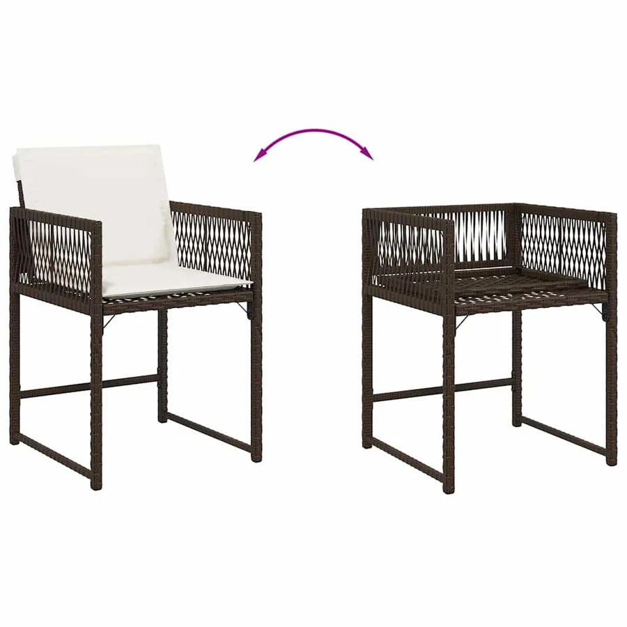 Chaises de jardin avec coussins lot de 4 marron résine tressée - 8