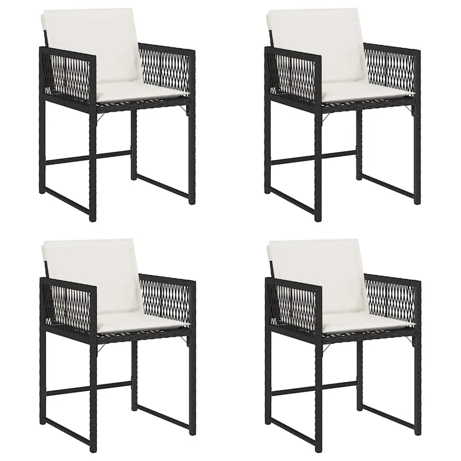 Chaises de jardin lot de 4 avec coussins noir résine tressée - 2